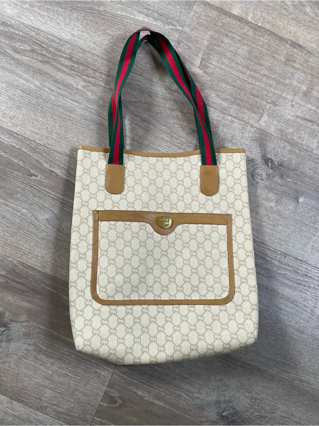 Gucci Gg Plus Sherry Line Tote Bag Vintage An Excellent Condition